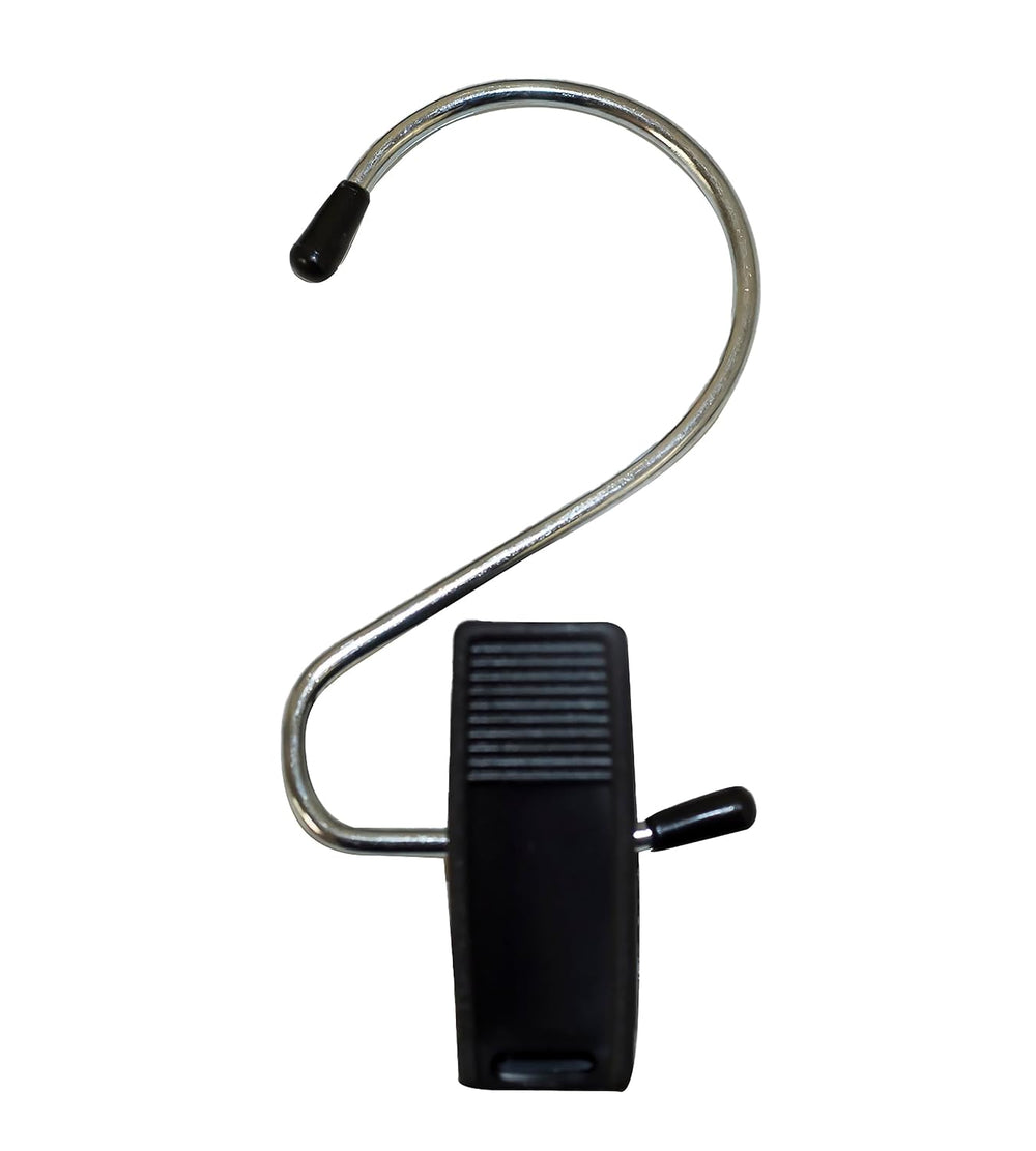 NAHANCO Hang-All Black Plastic Clip with Chrome Hook, 4.5", 100 Pack