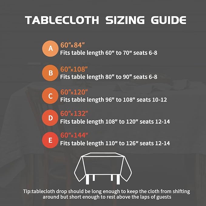 EVERLY 100% Pure Linen Rectangle Tablecloths 60x108Inches for Dining,Buffet P...