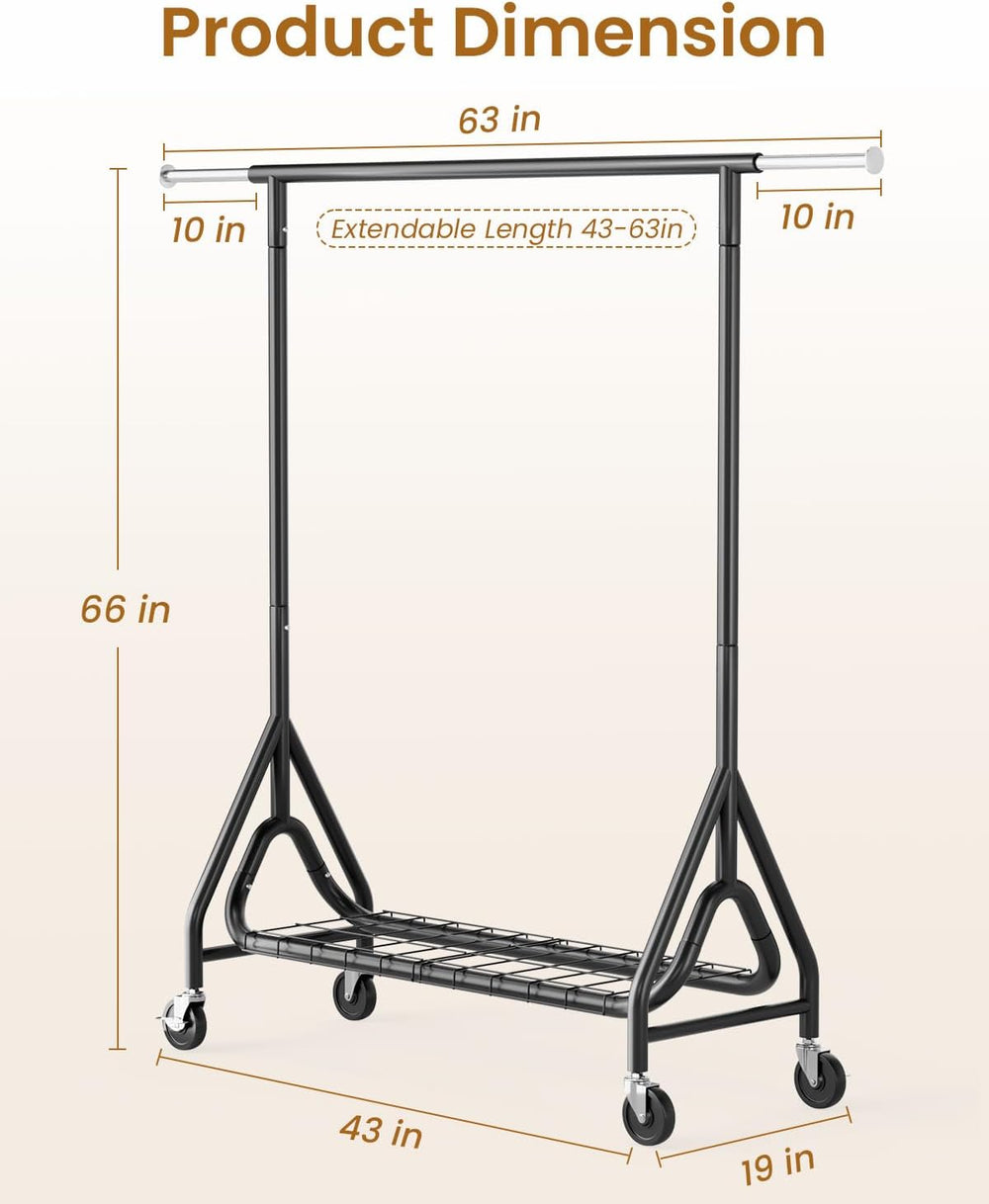 Heavy Duty Clothes Rack, Metal Clothing Rack Load 450 LBS, Rolling Coat Racks...