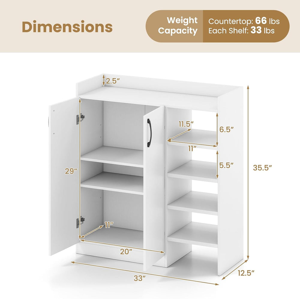 GOFLAME Shoe Cabinet with Doors, Modern Shoe Rack Organizer with 2 Adjustable...