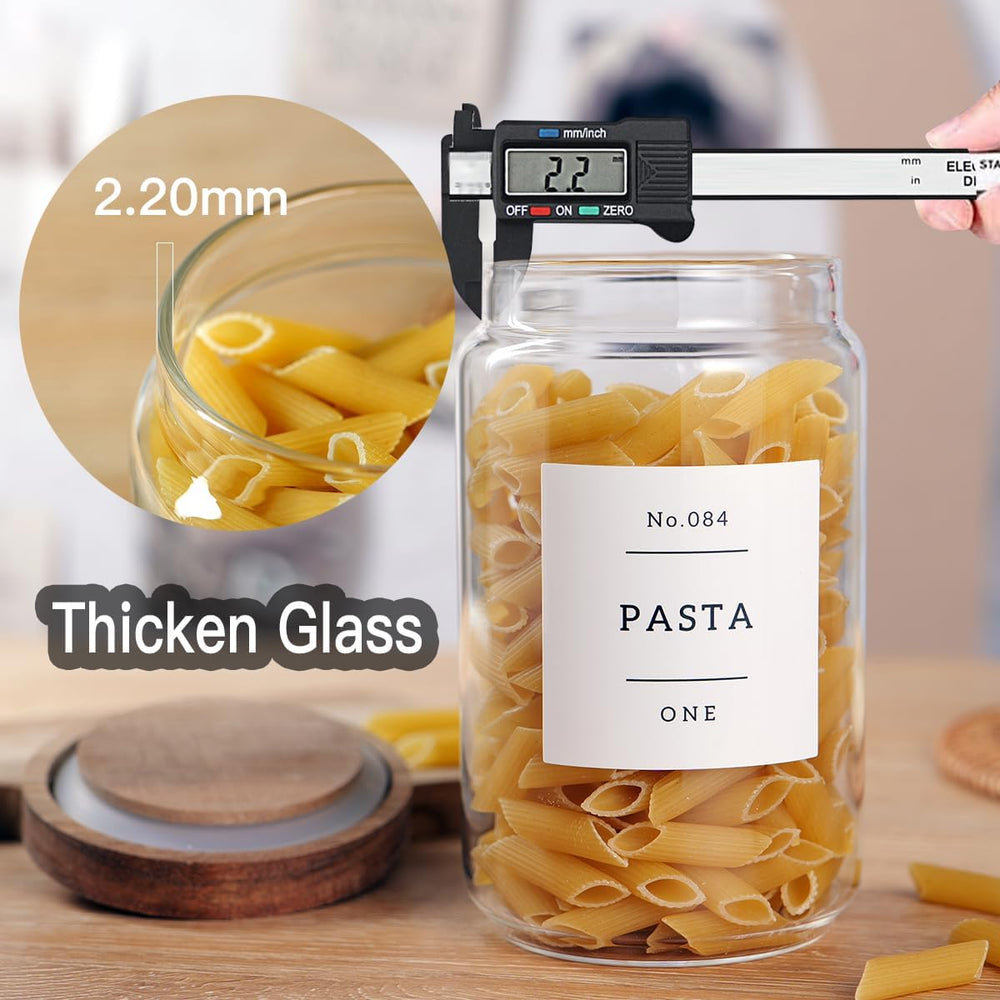 6 Set Glass Pantry Storage Jars with Acacia Airtight Lid - 23oz Thicken Glass...
