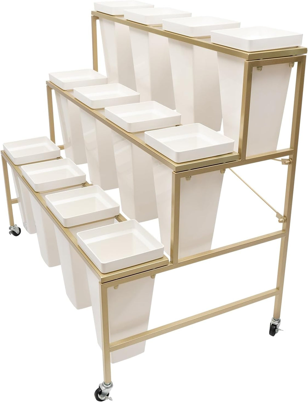 Flower Display Stand with 12Pcs Buckets, 3-Layer Metal Display Stand Decorati...