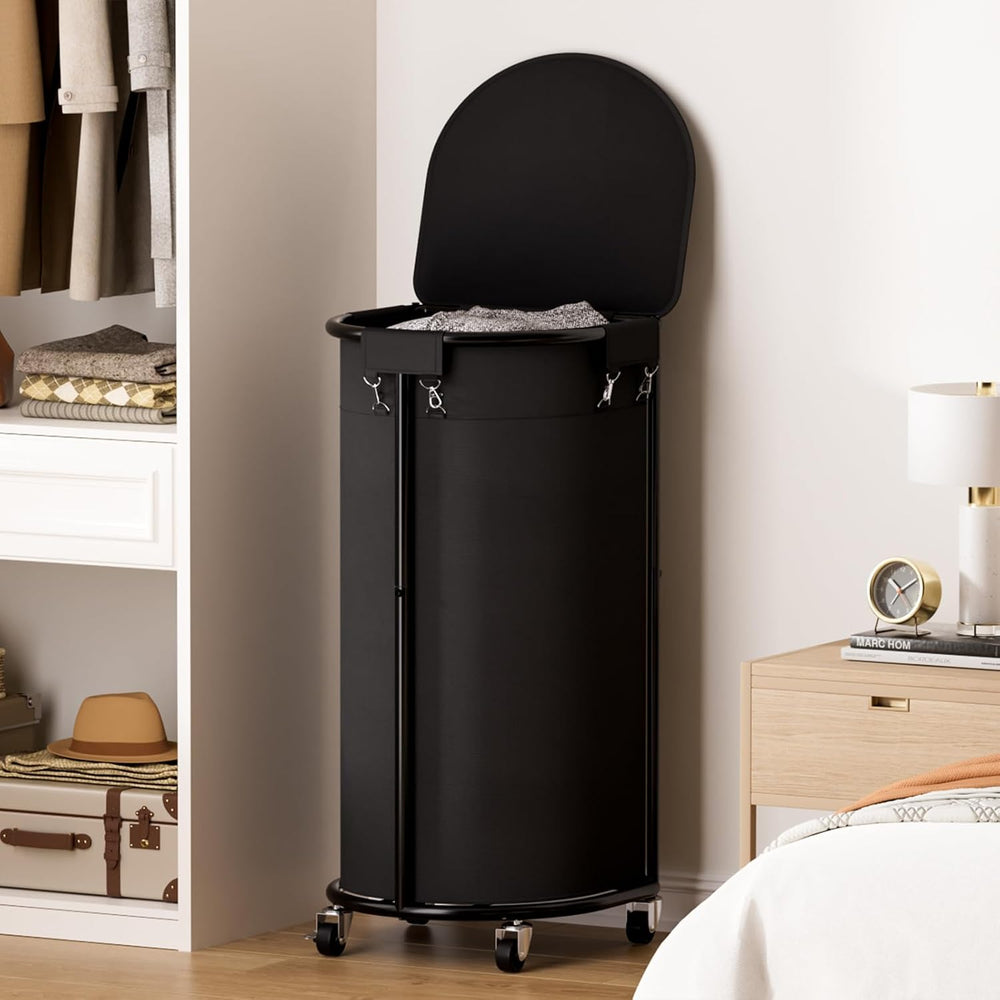 Laundry Hamper with Wheels and Lid, 100L Half Round Rolling Laundry Basket