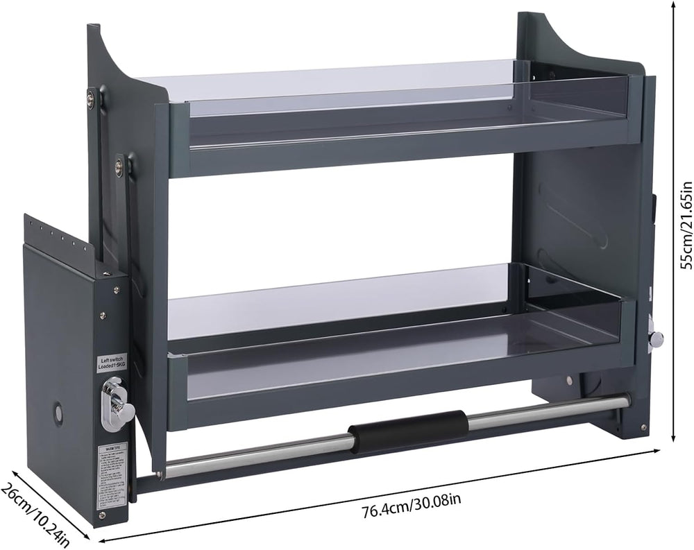 Pull Down Shelf for Kitchen Upper Cabinet,2-Tier Pull Down Cabinet Organizer,...
