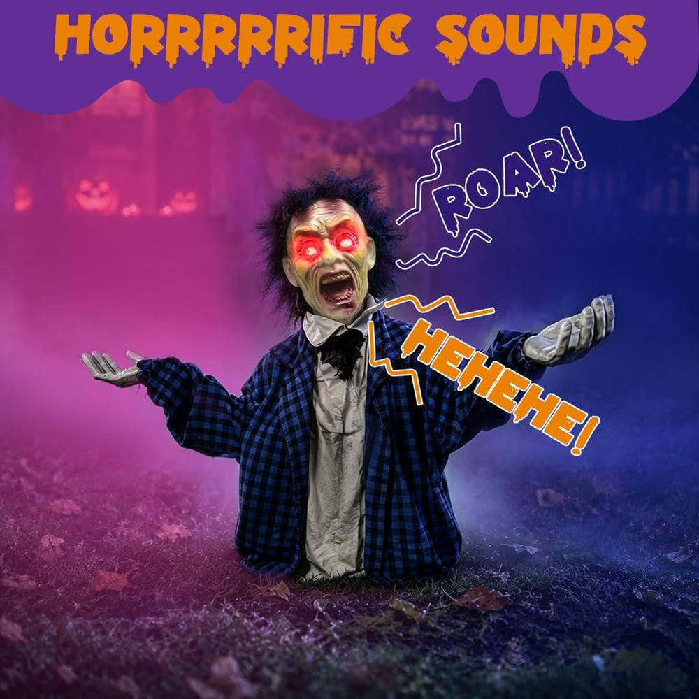 Halloween Animatronics Zombie Groundbreaker, Swaying Zombie Outdoor Decor