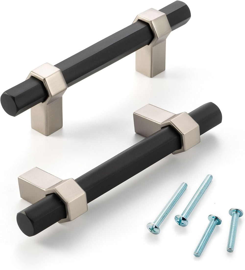 3 Inch Matte Black and Brushed Nickel Cabinet Pulls 10 Pack P1310