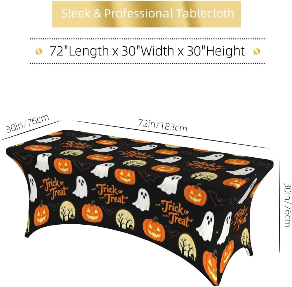 Halloween Spandex Tablecloth for Rectangular Tables 6FT Skull Table Covers