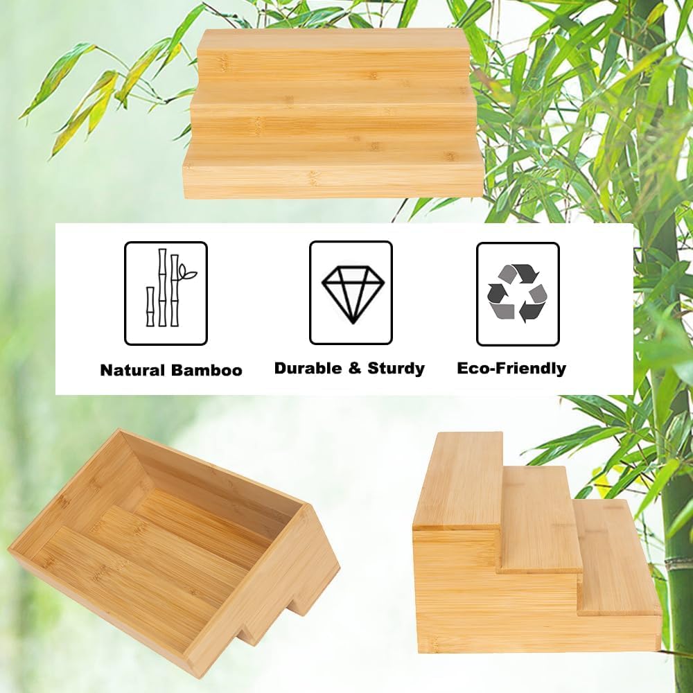 2 Pack Bamboo Spice Rack Organizer 3 Tier