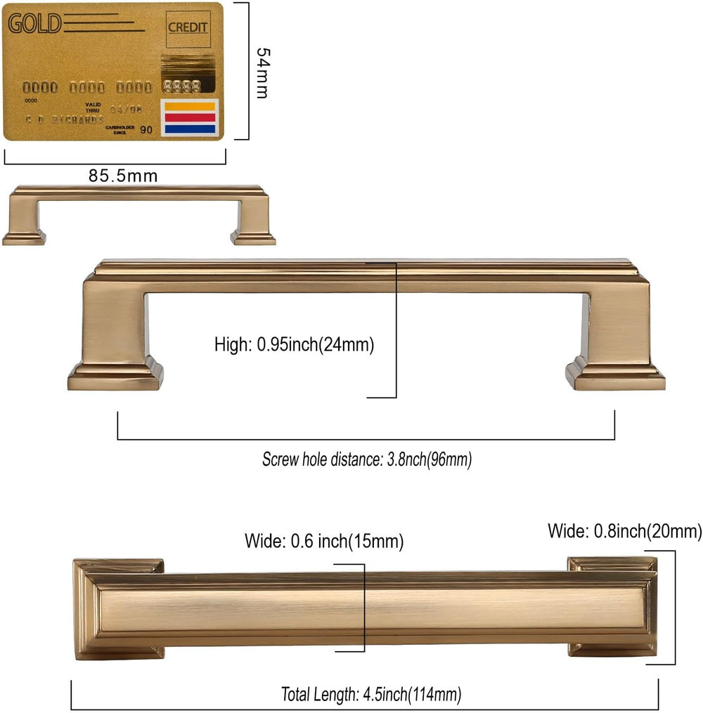 Amerdeco 10 Pack Champagne Bronze Cabinet Pulls 3-3/4 Inch(96mm) Hole Center ...