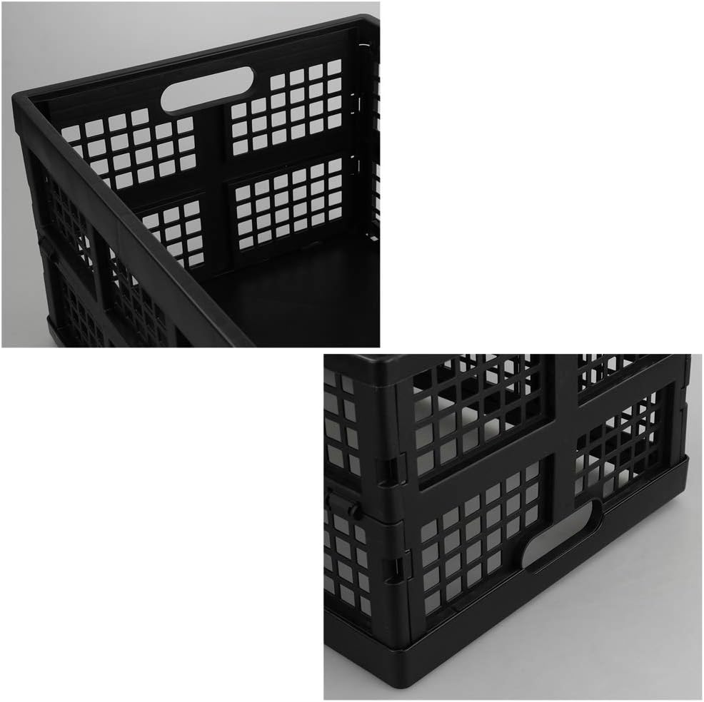 Collapsible Storage Crates, 3-Pack Folding Baskets, 30 L, Black