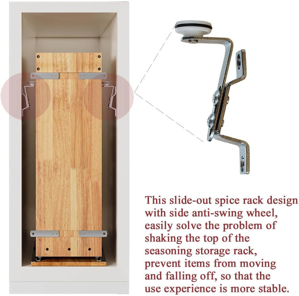 OCG 5" Pull-Out Solid Wood Storage Organizer for Base Cabinets, Soft Clo...