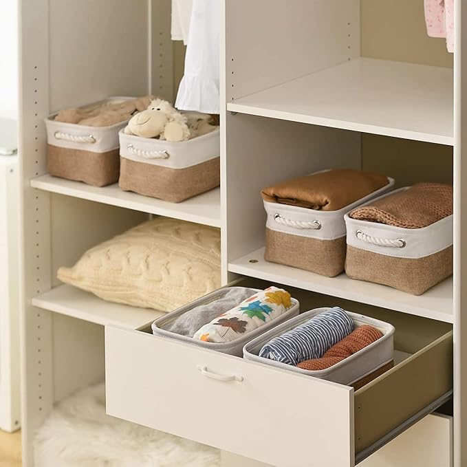 Small Baskets for Organizing, Collapsible Storage Baskets for Shelves, Storag...