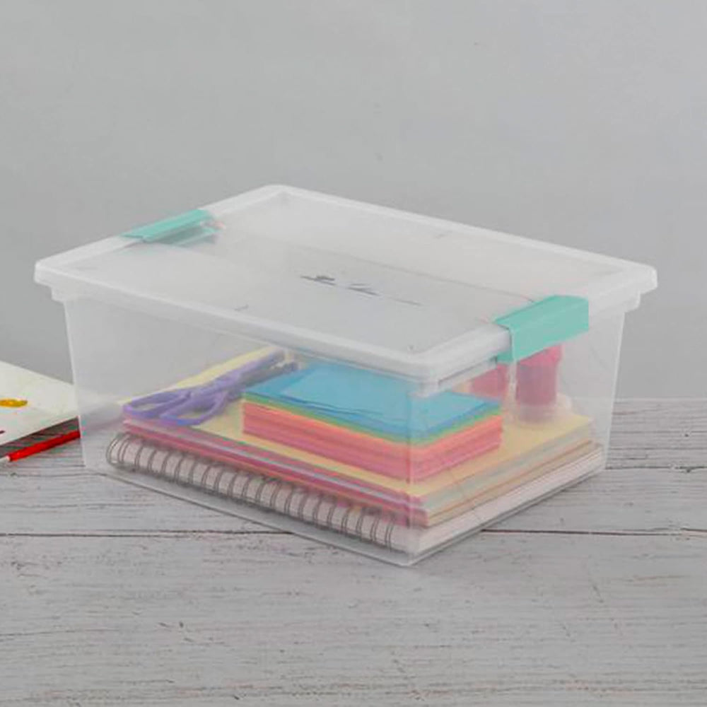 Sterilite Deep Clip Box, Clear Storage Bin with Latching Lid, 4 Pack