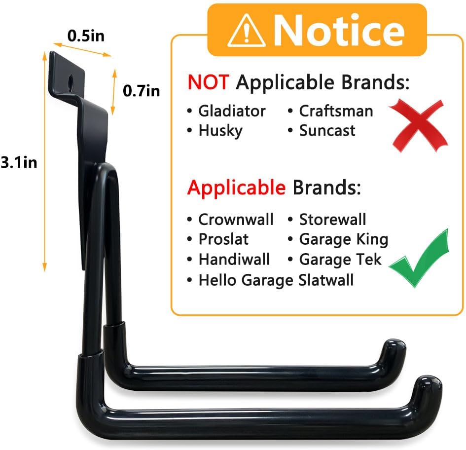 Slatwall Hooks, 14pcs Multi-Size Slat Wall Hanging Hooks