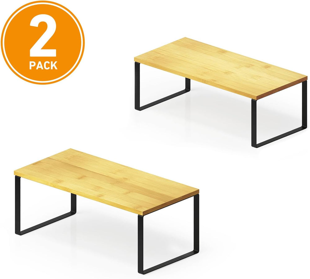 SpaceAid Cabinet Shelf Organizers 2 Pack, Kitchen Counter Rack Shelves Riser,...