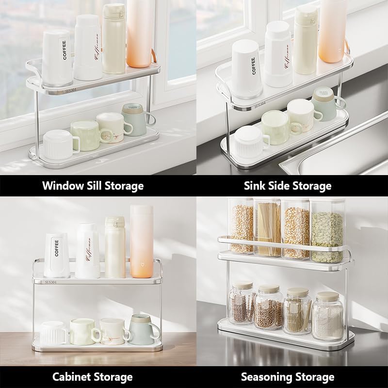 304 Stainless Steel Water Bottle Drying Rack Cup Storage with Drain Tray Mug ...