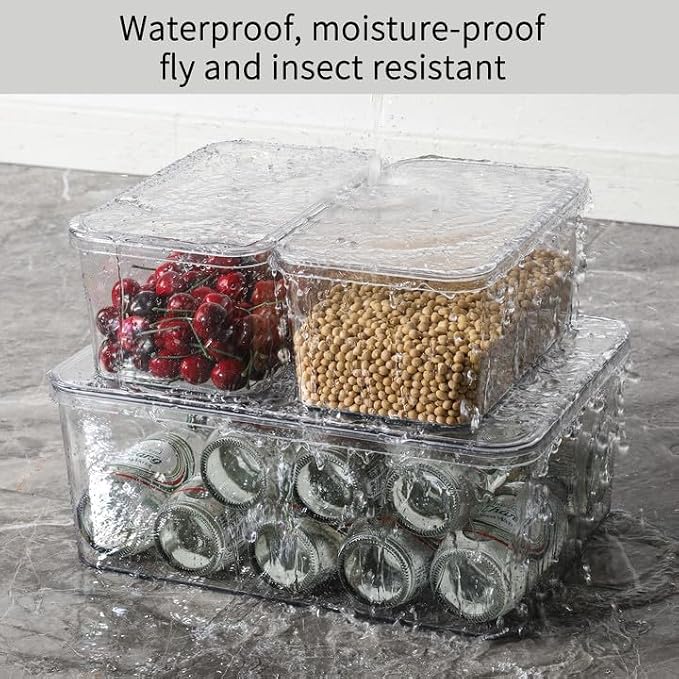 Clear Storage Bins With Lids, 5 Packs Food Storage Organizer, Cabinet Storage