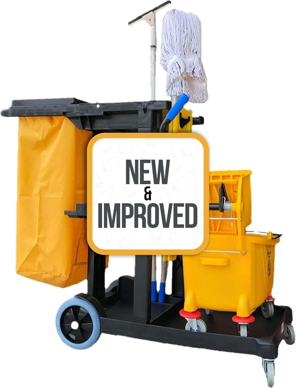 Simpli-Magic Commercial Cleaning Cart with Waste Bag & Lid, Janitorial Ut...