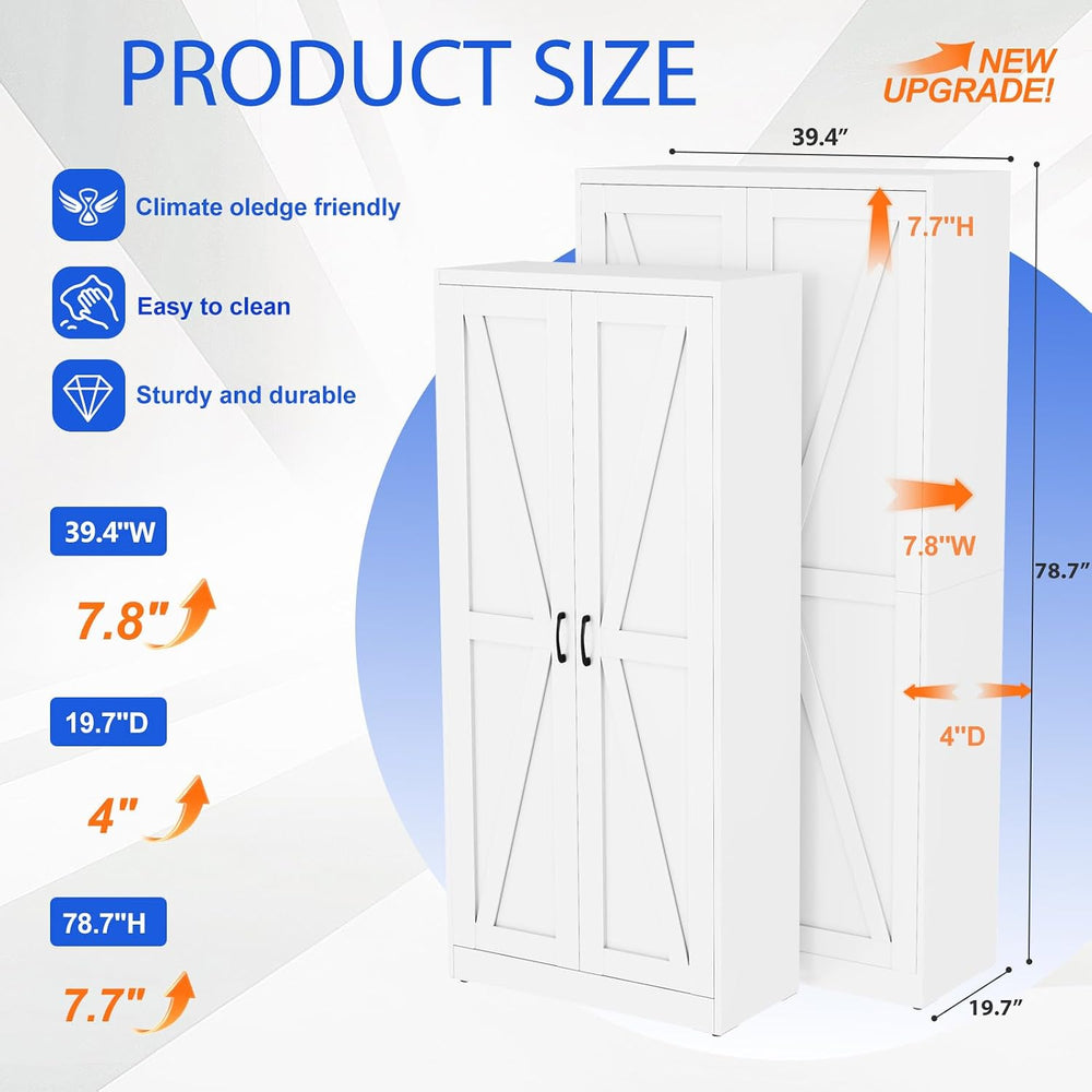 79" Tall New Update Kitchen Pantry Cabinet, Metal Storage Cabinet