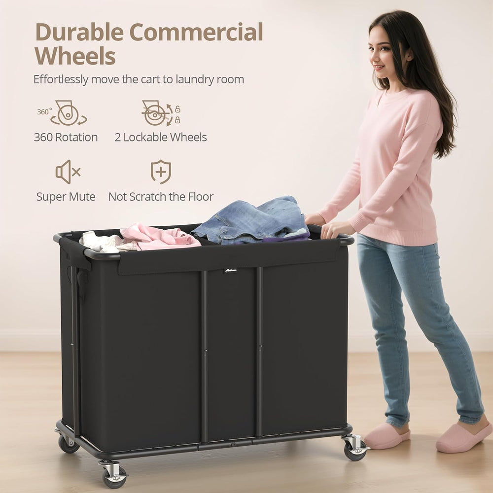 Laundry Hamper with Wheels, 230L, Black, 31.5"Lx15.75W"x30.7"H