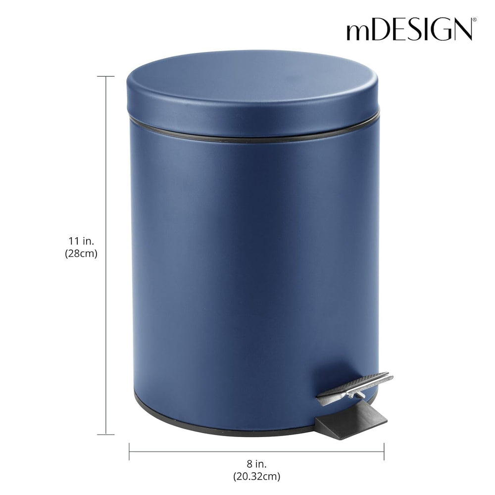 mDesign Pedal Bin — Metal Waste Bin with Pedal, Lid and Plastic Bucket Insert...