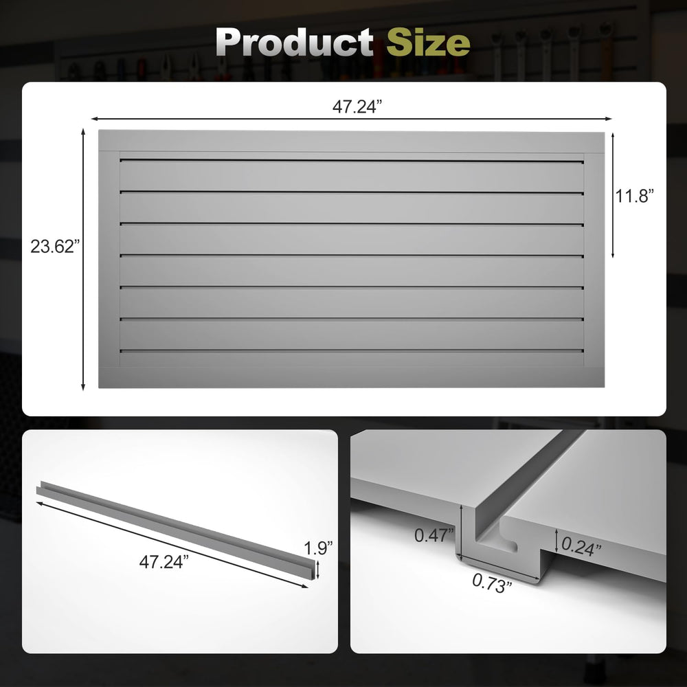 Slatwall Panel Garage Wall Organizer, Grey, 2'H x 4'W