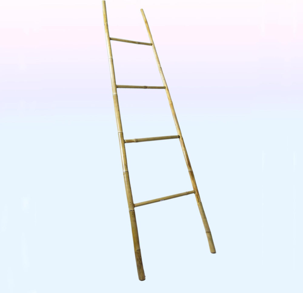 Handcrafted Bamboo 4 tier Towel Ladder Rack for Bathroom Storage Blanket Clot...