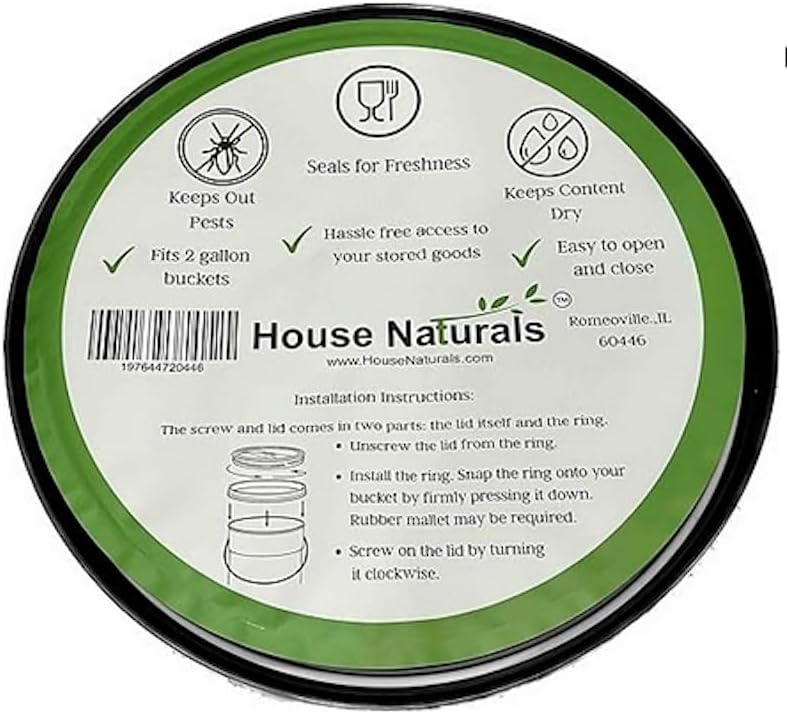 House Naturals 2 Gallon Buckets pails with Screw On White Lids (Pack of 3) - ...
