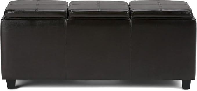 SIMPLIHOME Avalon 42 inch Wide Contemporary Rectangle Storage Ottoman in