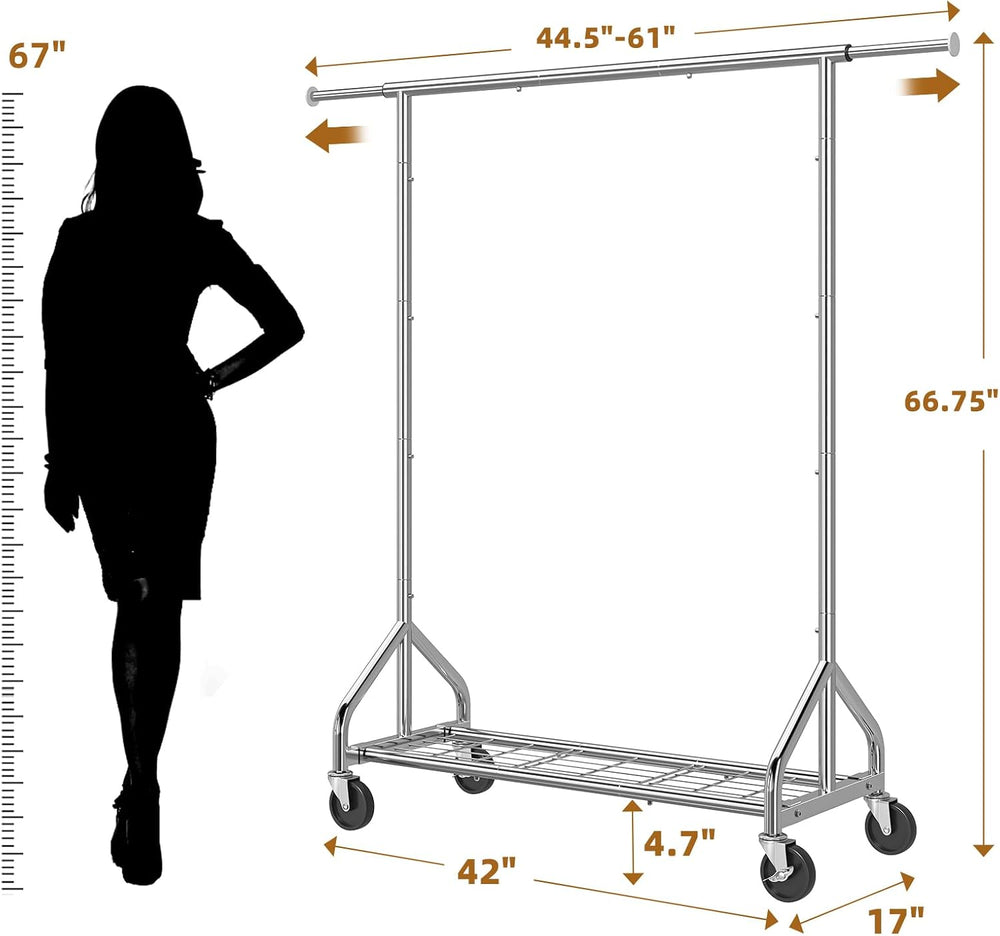 Simple Trending Heavy Duty Clothes Rack, Extensible Clothing Rack, Chrome