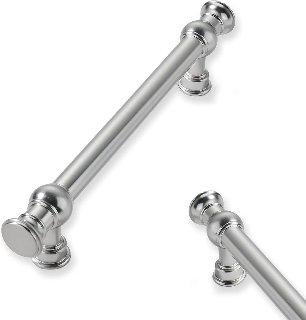 10-Pack 3-3/4inch(96mm) Hole Center Brushed Satin Nickel Cabinet Pulls Solid ...