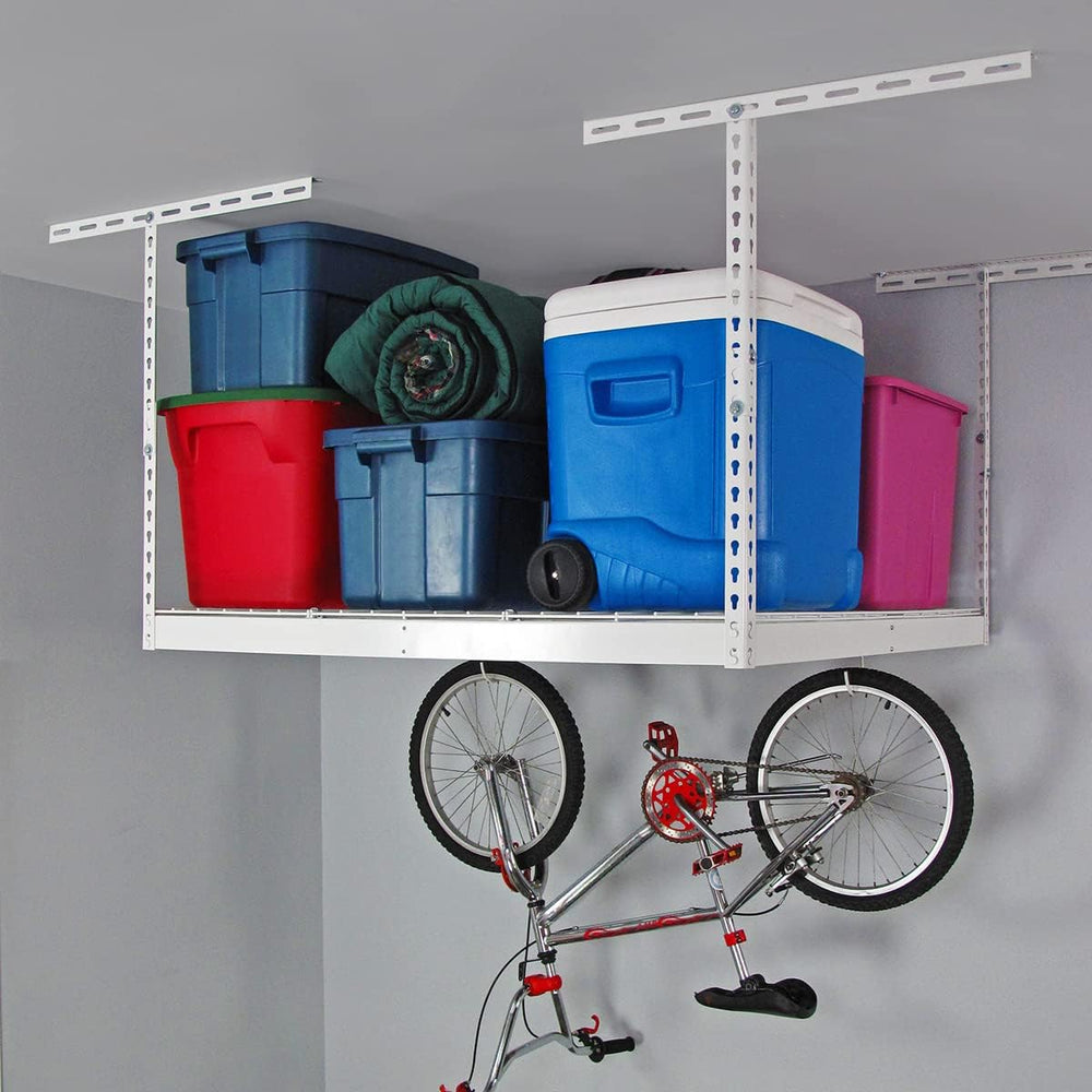 SafeRacks 4x4 Overhead Garage Storage Rack, 250 lb, 24"-45", White