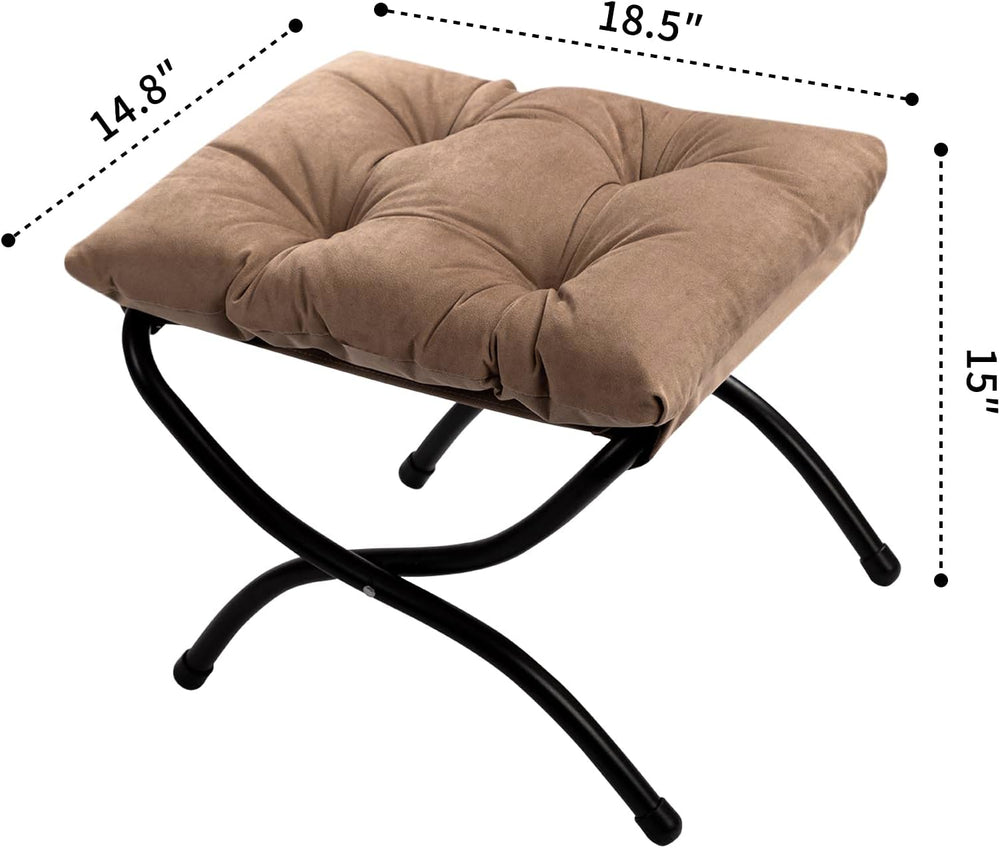 HollyHOME 15"(H) Folding Footrest Stool, Upholstered Small Foldable Otto...