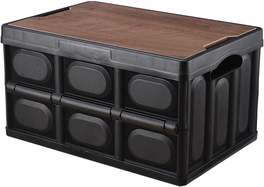 Plastic Collapsible Trunk Organizer Box, Camping Crate with Lid 30L 2 Packs