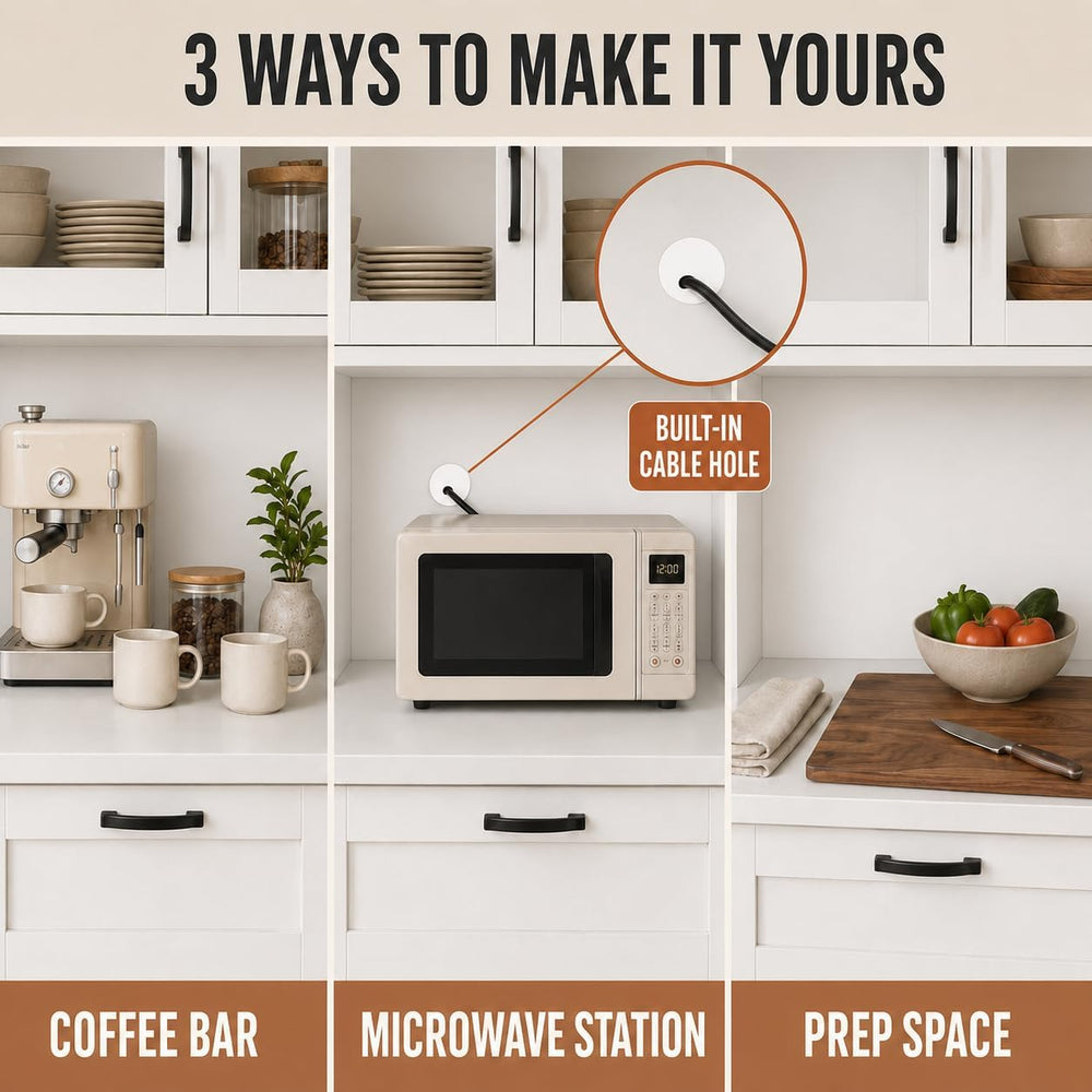 Nuturelly 68" Tall Kitchen Pantry Cabinet with Microwave Stand, White