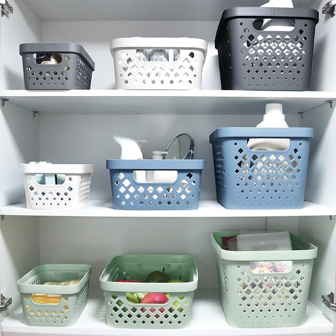 Glad Plastic Storage Basket Set, Value Pack of 6 | Open Storage Bins