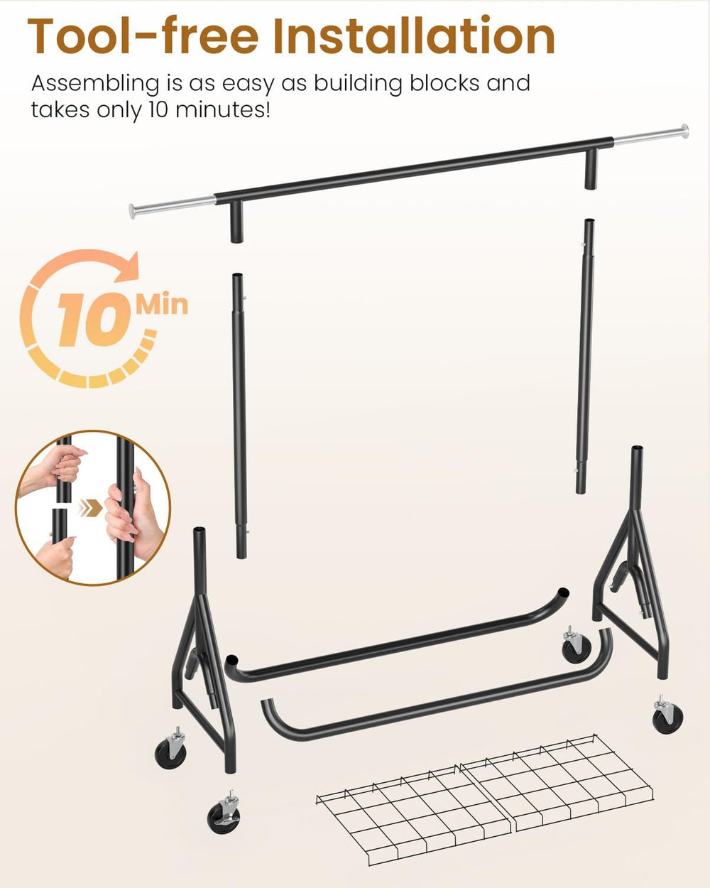Heavy Duty Clothes Rack, Metal Clothing Rack Load 450 LBS, Rolling Coat Racks...