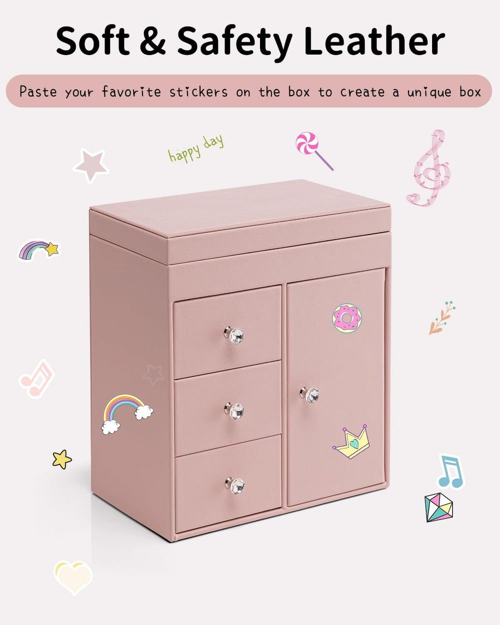 VLANDO 4 Layer Musical Jewelry Box, 3 Drawers Storage and Necklace Hook