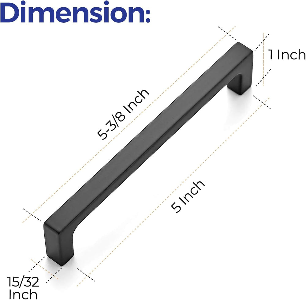 Ravinte Matte Black Square & Solid Cabinet Handles,5 Inch,30 Pack