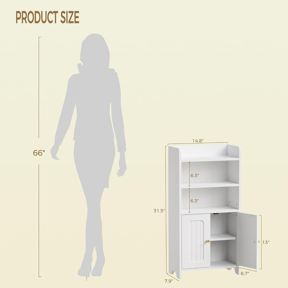 Small Bathroom Storage Cabinet, Bathroom Floor Cabinet with 2 Door, White