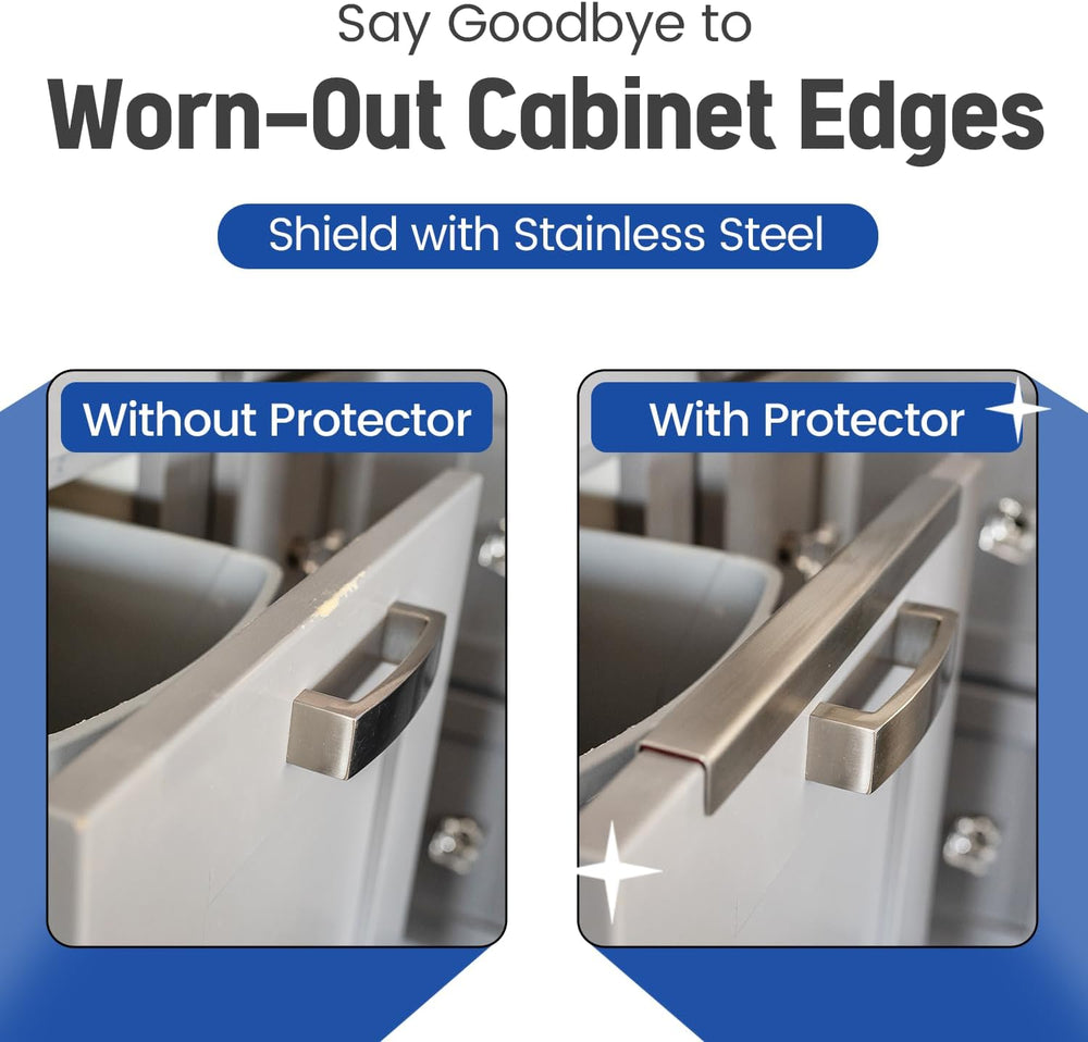 Stainless Steel Drawer Cap Protects Cabinet Edges from Damage. Slip-on Design...