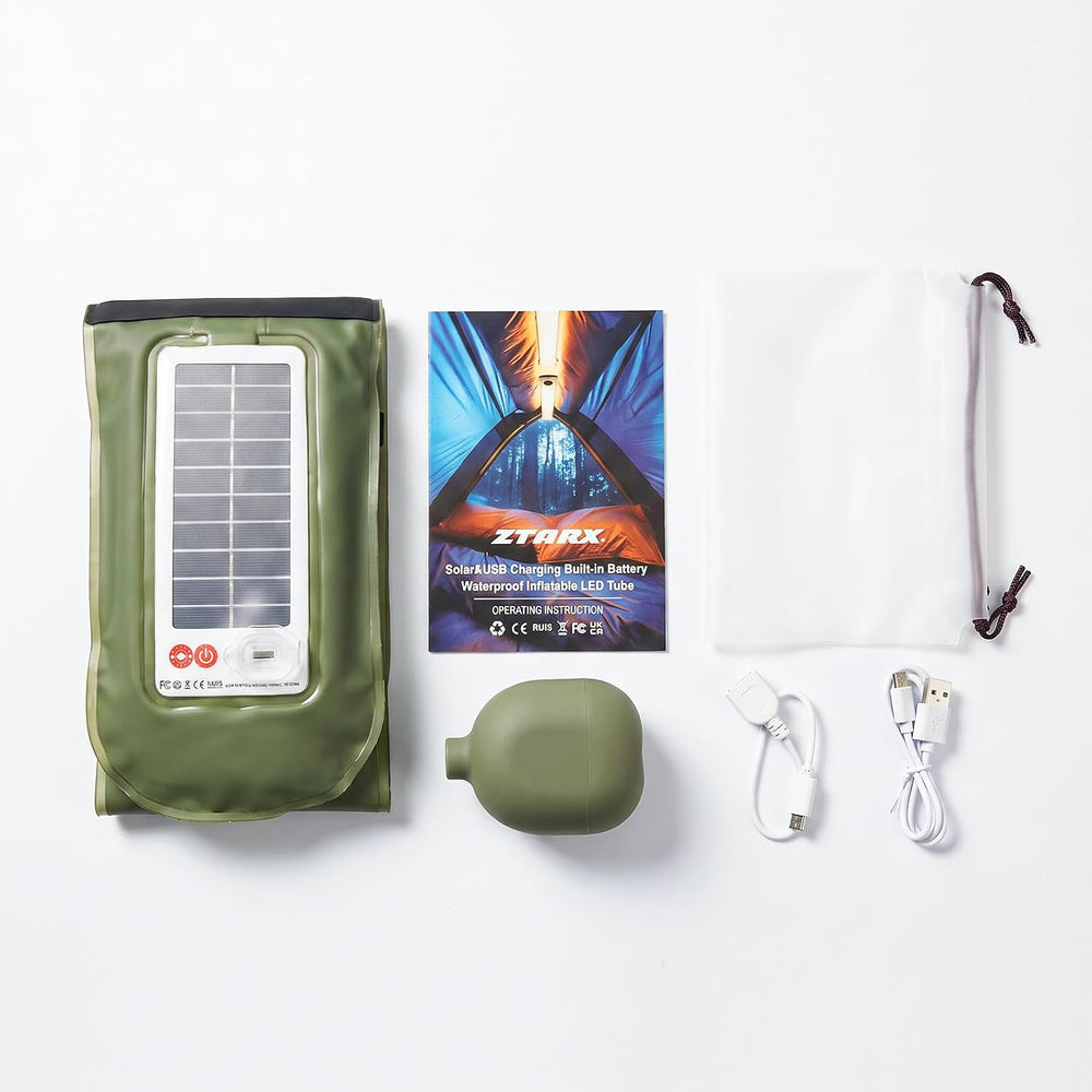 FOUSS 34" RGB Inflatable Solar Camping Lantern, IP66 Waterproof