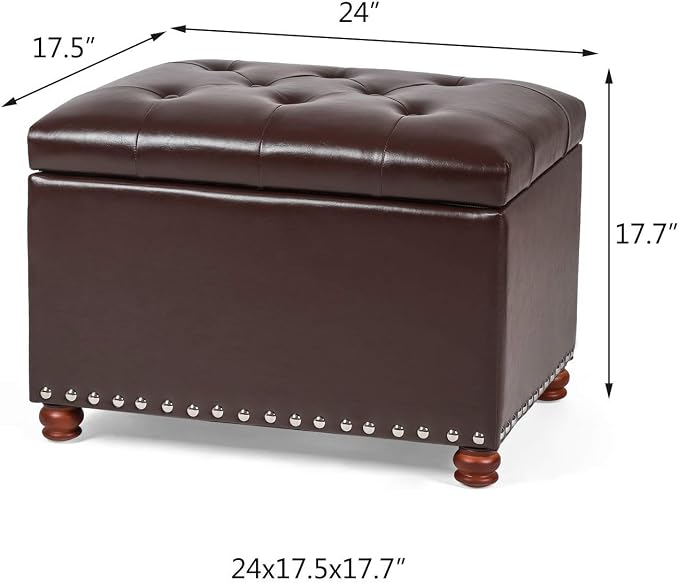 Leather Storage Ottoman Bench Foot Rest Stool
