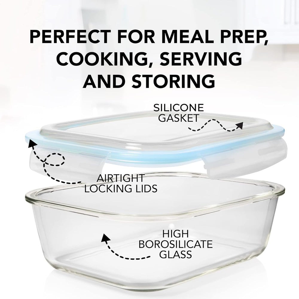 Razab 16 Pc (Set of 8) 30 Oz Glass Meal Prep Containers with Lids, Airtight L...