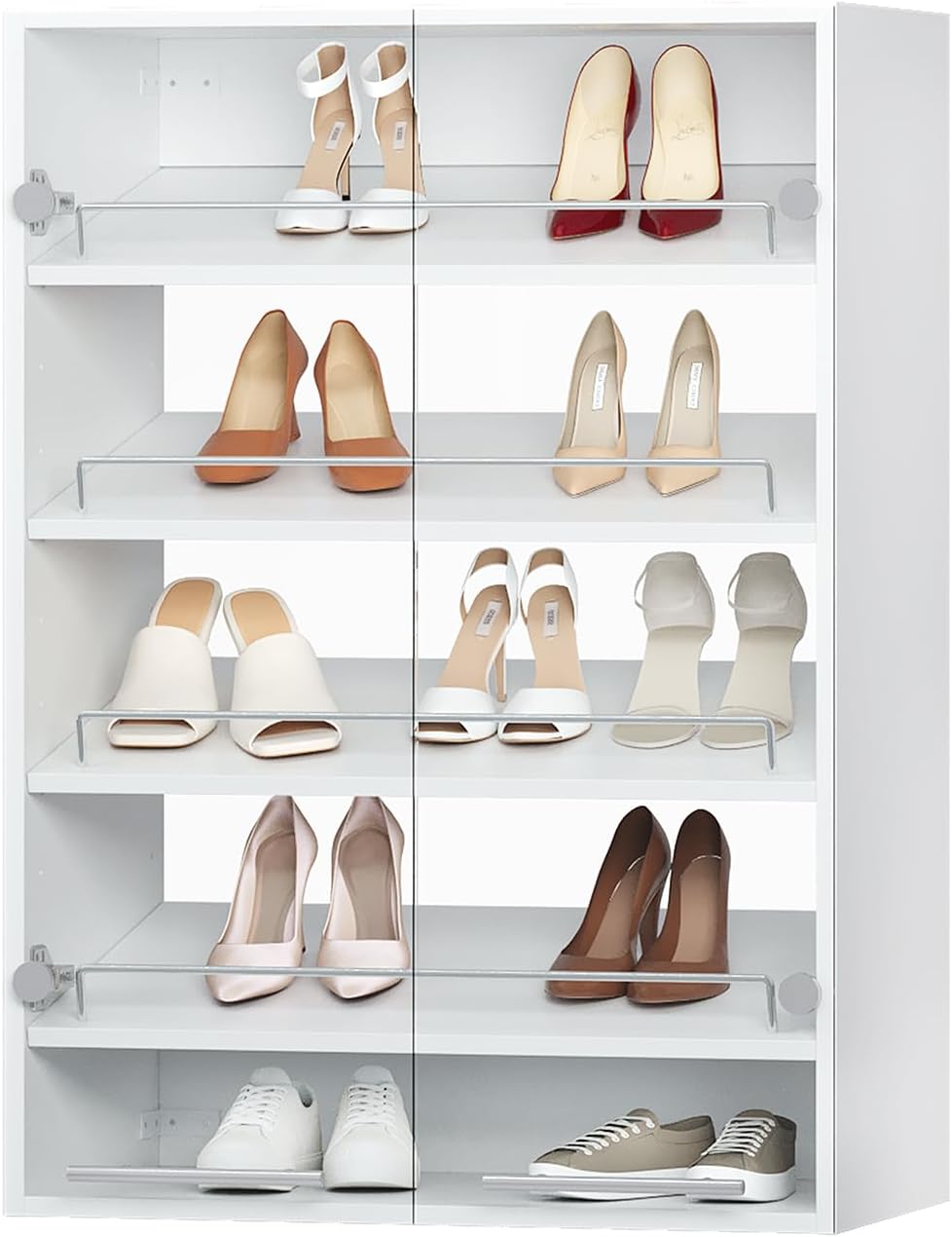 ROOMTEC 31.5" Shoe Shlef Tower Wardrobe Closet with Clear Glass Doors, W...
