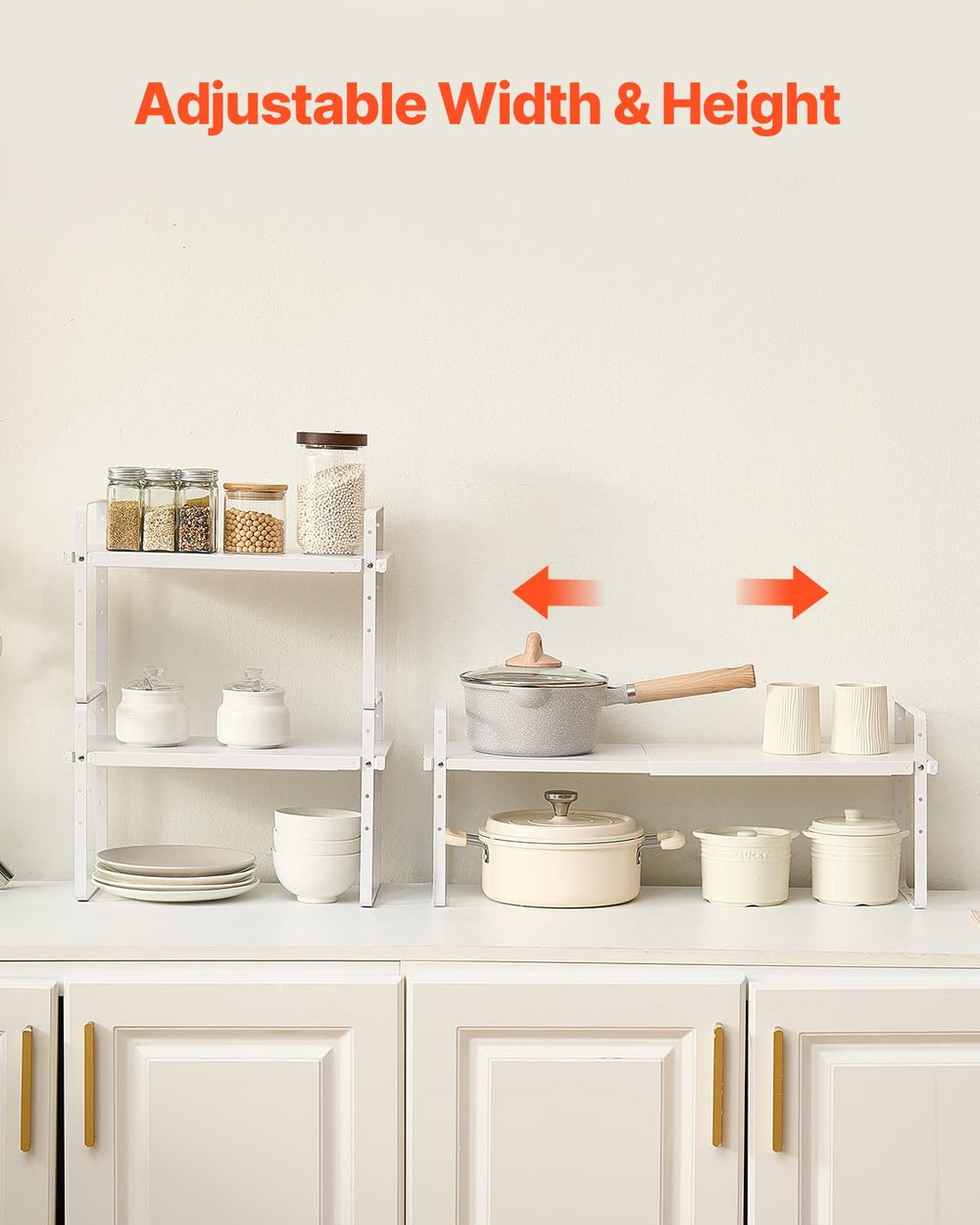 VEVOR Adjustable Kitchen Cabinet Shelf Organizer, 2 Tier Cabinet Shelf