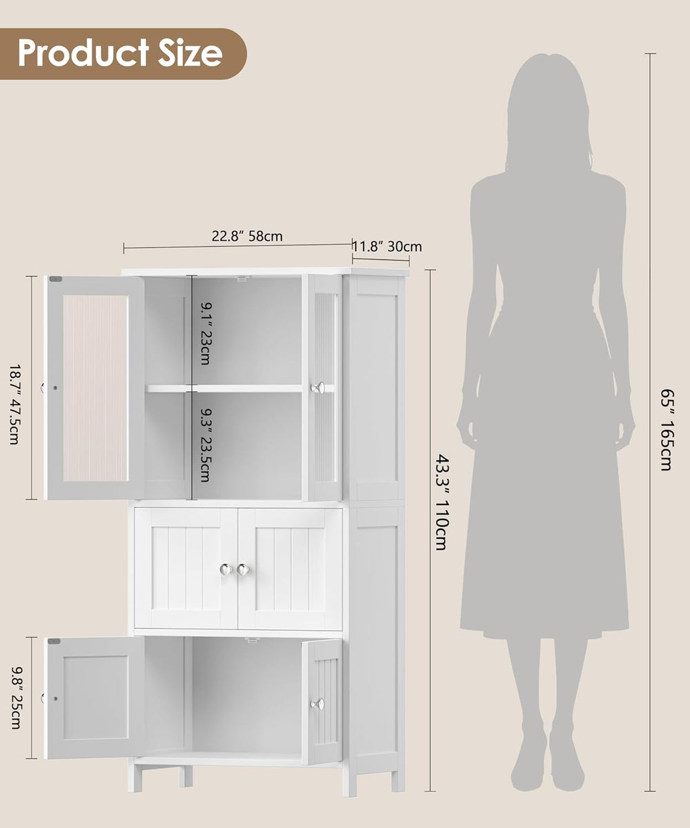 43.3'' H Bathroom Storage Cabinet with 6 Doors Adjustable Shelf