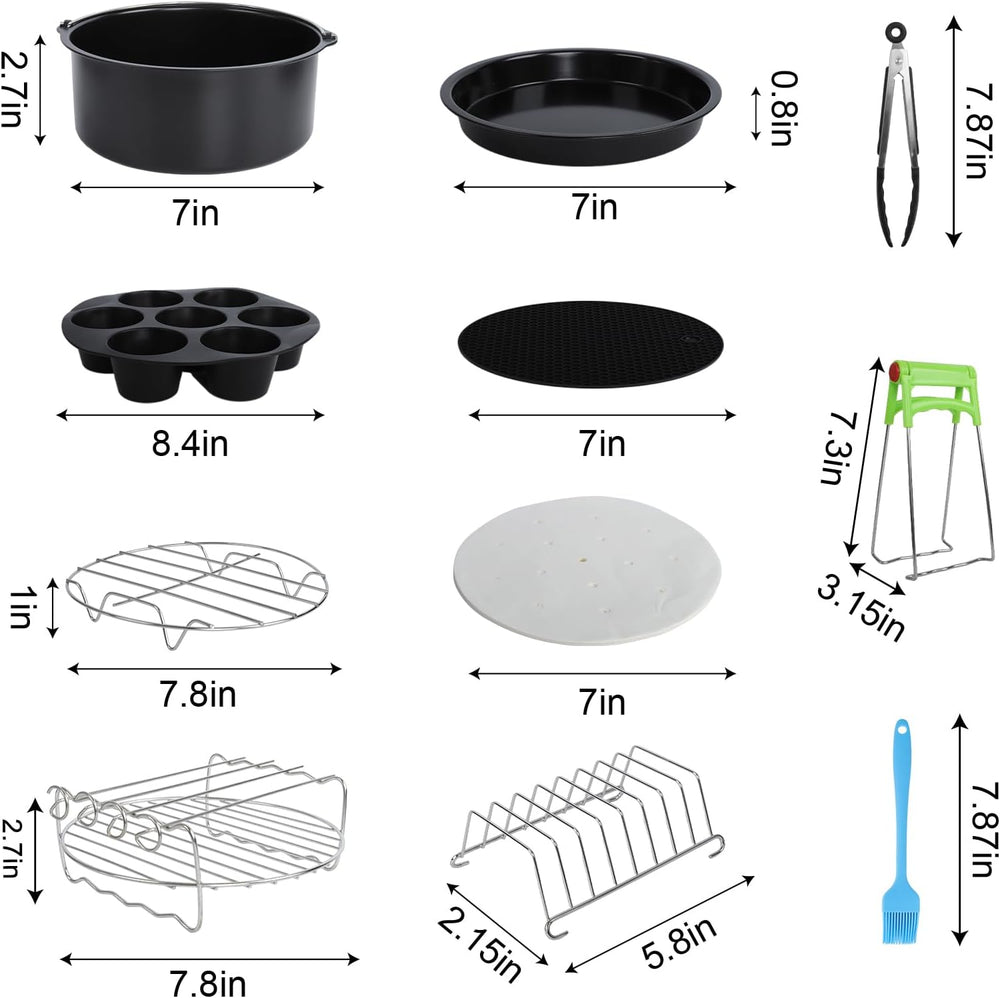 Air Fryer Accessories Kit 12pcs Universal for 4, 4.2, 5, 5.5, 5.8 QT Gowise C...