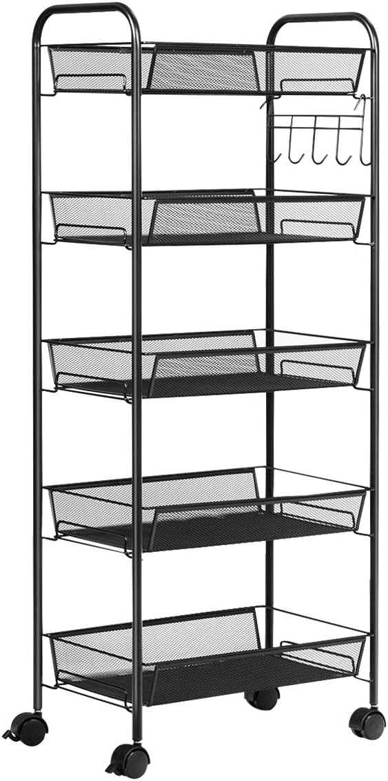 GIANTEX Storage Rack Trolley Cart Home Kitchen Organizer Utility Baskets with...
