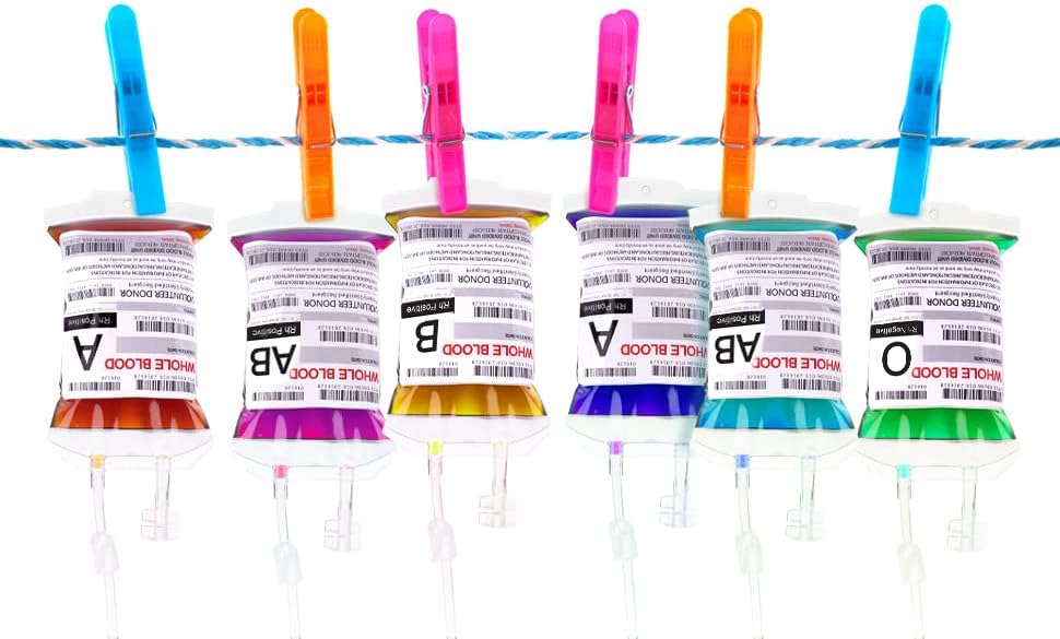 WYNK 50 Pack Blood Bags for Drinks, IV Bags with Pump, Halloween Party Set